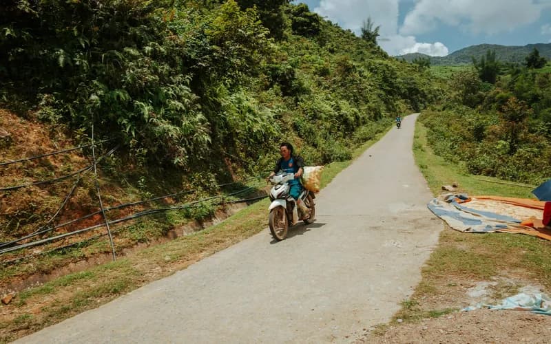 motorbike mountain road laos