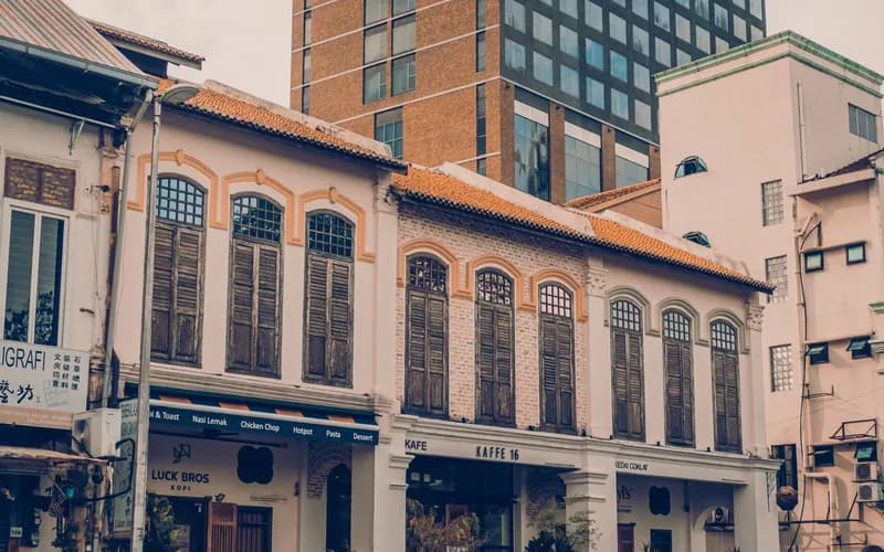 old wooden shophouse street