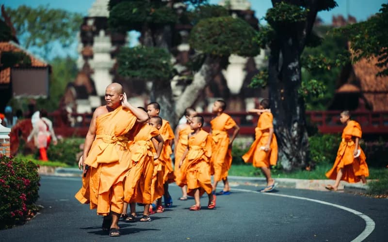 monk walking meditation