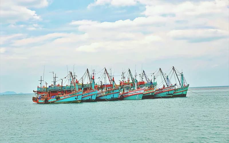bateaux de pêche baie thaïlandaise
