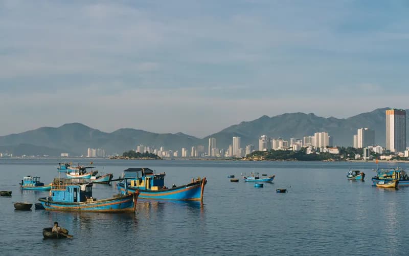 fishing boats harbour vietnam