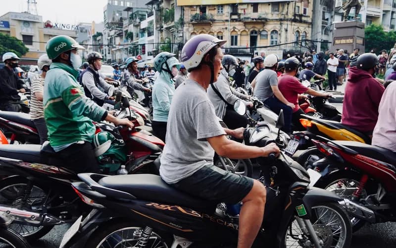 red traffic light motorbikes